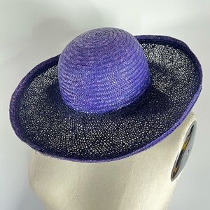 Vintage EXPRESS made in Italy purple straw boho summer vacation sun hat
